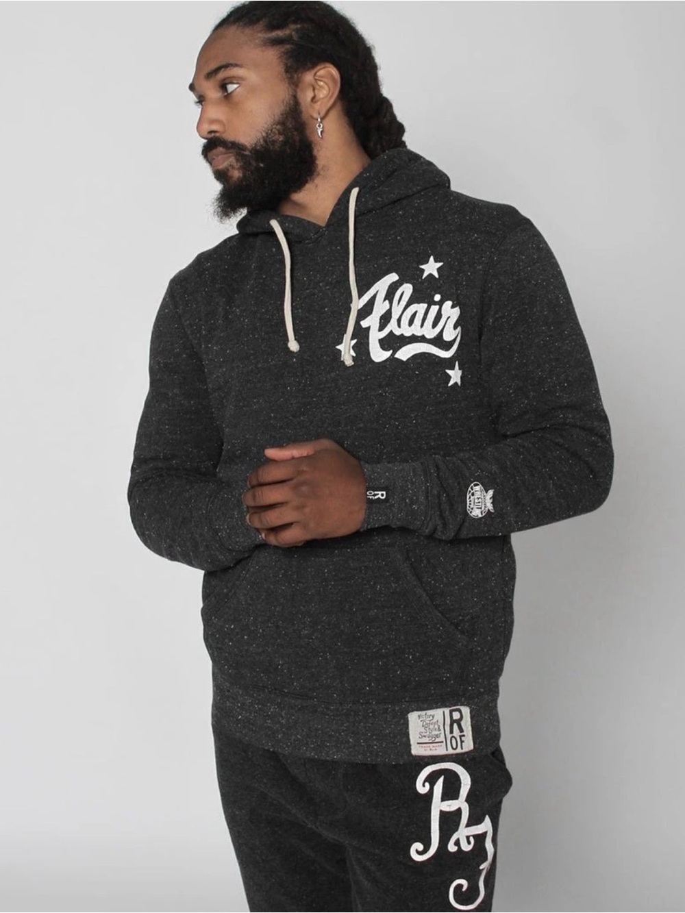 Flair Logo Charcoal Speckled Hoodie - Men
